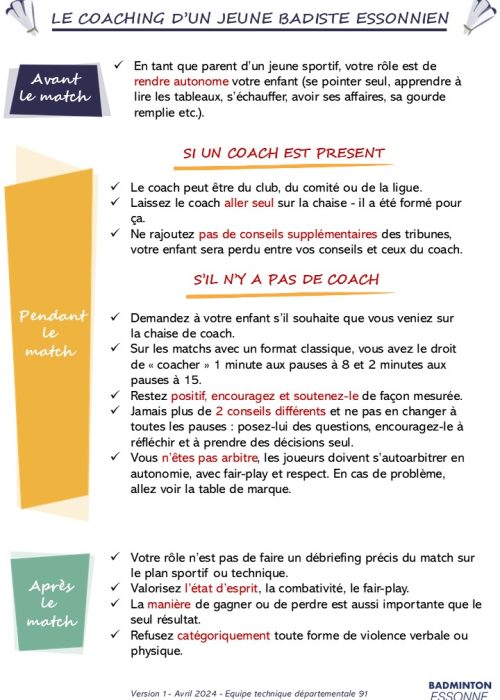 BadmintonEssonne - Affiche coaching jeune badiste essonnien